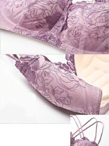 Women's Purple Lace Bra, Push Up & Cross Back, Sexy Bra Lingerie