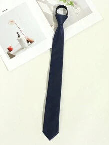 1pc Men's Casual Solid Color Easy Zip-Up Necktie With Fine Diagonal Stripes (1200 Needle Count), Suitable For Daily Suit Matching, Available In Black/Green/Blue/Apricot/Grey