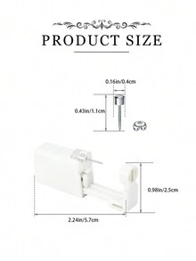Conjunto de 2 Peças Kit de Pistola de Piercing de Orelha Sem Dor e Seguro, descartável, máquina de perfuração de brincos segura e desinfectada, Tarrachas de Brincos, Clipes de Nariz, Ferramenta de Piercing de Joias Corporais, Presente - Branco - Visão 8