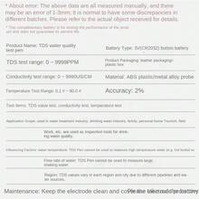 TDS和EC測試筆礦物導電性和溫度計3合1水質分析儀，1入組溫度計 - 藍色 - 查看 5