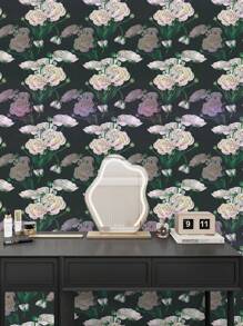 1 rollo 44,5cm Papel tapiz floral retro, despegar y pegar, adecuado para decoración de fiestas, dormitorios, gabinetes, etiquetas decorativas removibles