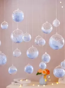 Set de 20 bolas de adorno, 10 bolas de acrílico de 8cm, 5 bolas decorativas de plástico transparente de 3cm-12cm, esferas huecas para manualidades navideñas, adecuado para fiestas, bodas, Navidad, centros comerciales, decoración del hogar