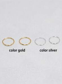 2pcs 925 Sterling Silver Twist Nose Ring Color Gold Piercing Thin Helix Hoop Earring Jewelry