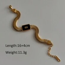 S SHOPBOHO 1pc Vintage Boho Jewelry Chunky Snake Chain Link With Shell Stone Charm Bracelet For Women