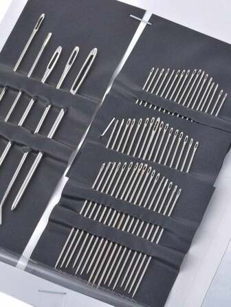 55 /110pcs Stainless Steel Needles, Handmade Embroidery Needle, Easy Side Threading, Sewing Tools