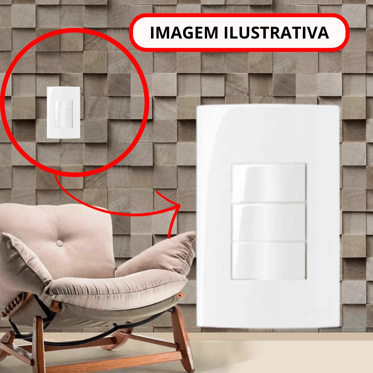 Conjunto 4x2 Com 3 Interruptores Linha Sleek Branco MarGirius - Branco - Visão 1