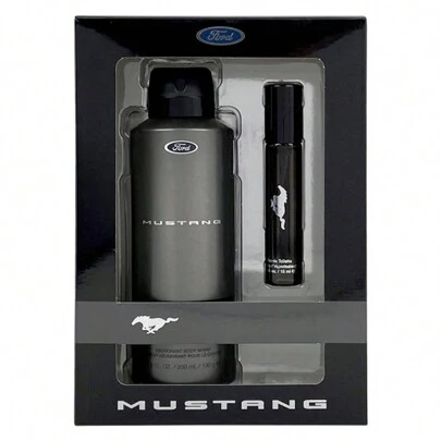 Mustang Black Mens'  6.7 Body Spray+0.5 Oz Eau De Toilette Set