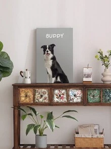 1pc Framed Personalised Pet Portrait, Custom Pet Portrait From Photo, Custom Cat Portrait, Custom Dog Portrait, Pet Memorial Ideas, Perfect Gift And Decoration, Pet Art Ornamental Exquisite, Stylish, For Anniversaries, For Valentine's Day, For Mother's Day, For Birthdays, For Children's Day, For Graduation, For Weddings, For Housewarming Dining Room, Living Room, Bedroom, Office, Tea Room, Home, Valentine Day, Valentine Day Decor Gifts, Slow Summer Living, Customized Wall Art, Chic Autumn