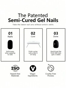 JKNART 20pcs Solid Color Gel Nail Polish Strips,Needs UV & LED Lamp, Full Cover Wraps, Semi-Cured Gel Nail Stickers, 2nd Generation Nail Stickers DIY - 淡紫色 - 查看 6