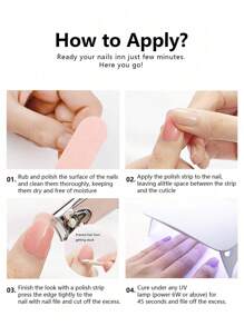 JKNART 20pcs Solid Color Gel Nail Polish Strips,Needs UV & LED Lamp, Full Cover Wraps, Semi-Cured Gel Nail Stickers, 2nd Generation Nail Stickers DIY - 淡紫色 - 查看 7