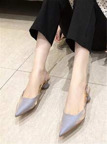 Elegant Mid-Heel Sandals For Women, Matched With Skirts, Fashionable And Versatile Pointed-Toe Shoes For Summer 2024