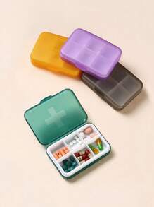 1pc Portable Sealed Medicine Organizer With 4 Compartments, Moisture-proof Pill Storage Box, Travel Pill Case - Green - View 3