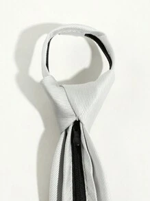 1pc Men's Casual Solid Color Easy Zip-Up Necktie With Fine Diagonal Stripes (1200 Needle Count), Suitable For Daily Suit Matching, Available In Black/Green/Blue/Apricot/Grey