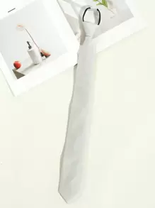 1pc Men's Casual Solid Color Easy Zip-Up Necktie With Fine Diagonal Stripes (1200 Needle Count), Suitable For Daily Suit Matching, Available In Black/Green/Blue/Apricot/Grey