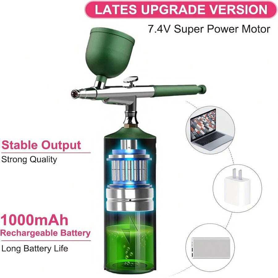 1 Set 0.3mm Spray Gun ,Airbrush Kit With Compressor Rechargeable