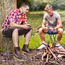 COSTWAY 18"H Folding Stool Portable & Foldable Camping Chair With Built-In Handle Black - black-1pcs - View 4