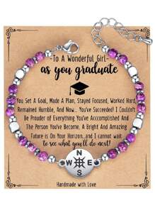 Regalo de graduación 2024 para ella, chicas, mujeres. Pulsera de graduación de acero inoxidable con  de piedras preciosas y caja de regalo única con diseño de gorra para la graduación de la escuela secundaria, universidad, jardín de infancia, 5to y 8vo grado. - Multicolor - Ver 14