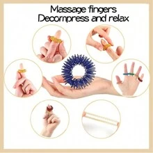 5pcs Acupressure Stress Pressure Relief Ring Rings Spiky Sensory Rings Random Color Fidget Spring Pressure Relief Ring Massage Ring For Teenagers And Adults - Random Color - View 2