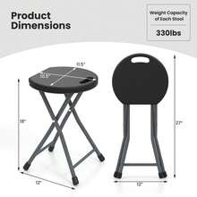 COSTWAY 18"H Folding Stool Portable & Foldable Camping Chair With Built-In Handle Black - black-1pcs - View 3
