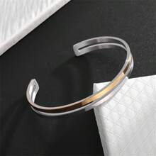 SeuSuk Unisex Stainless Steel C-Shaped Bangle Bracelet, Simple & Stylish Daily Accessory