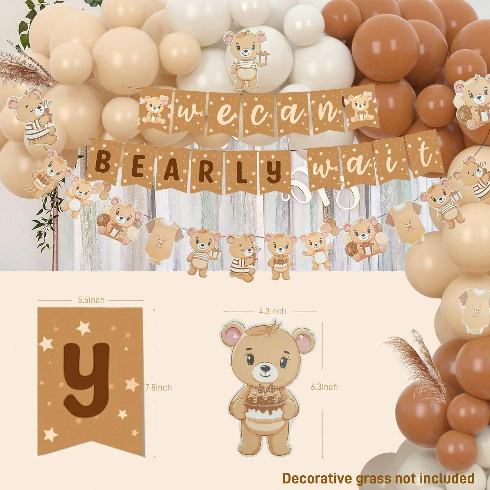 We Can Bearly Wait Party Decorations Set With Balloons Cake Topper Wood