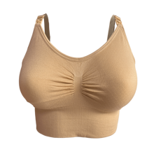 Sutiã Top Amamentação Gestante Bojo Confortável Maternidade Sem Fecho Nas Costas - Bege - Visão 1