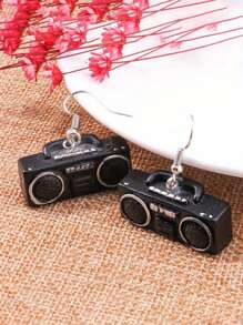 Aretes con diseño de teléfono, televisión, plancha y radio vintage personalizados para mujer, disponibles en múltiples estilos, accesorios y regalos diarios