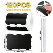 Chalkboard Labels Stickers, 120pcs Black Chalkboard Labels For Containers With White Chalk Marker Reusable And Waterproof Chalk Labels Blackboard Stickers For Storage Bins Container Glass Jars Cups - Black - View 3