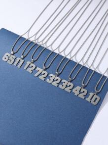 1pc Stainless Steel 0-99 Baseball, Football, Basketball Jersey Number Sport Pendant Necklace