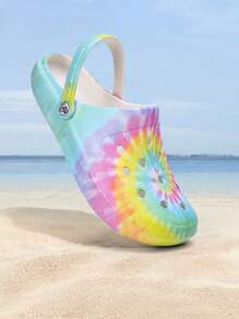 CIVHOM Women's Tie-Dye Pattern Clogs, Slip On Lightweight Two-Way Wear Garden Clogs, Non-Slip Summer Beach Slides
