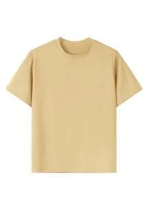 Tween Girl Tropical And Letter Graphic Drop Shoulder Tee For Summer - Apricot - View 2
