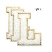 3 件 A-Z 3.15 英寸大号雪尼尔刺绣字母贴片，熨烫缝制字母贴片，用于衣服、夹克、帽子、书籍、背包的缝制贴花 - DIY 刺绣用品 - 白色 - 查看 36