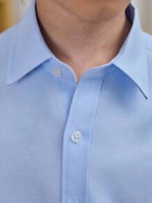 Tween Boy Blue Shirt, Classic Formal Wear For School Start, Graduation Season, Performances, Parties, Holidays