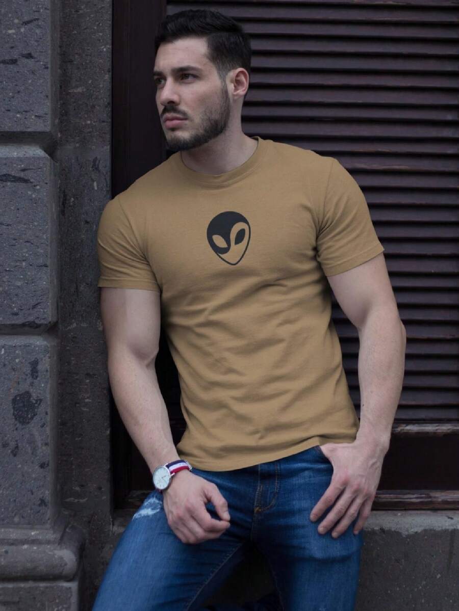 Men T-Shirts - 卡其色 - 查看 1