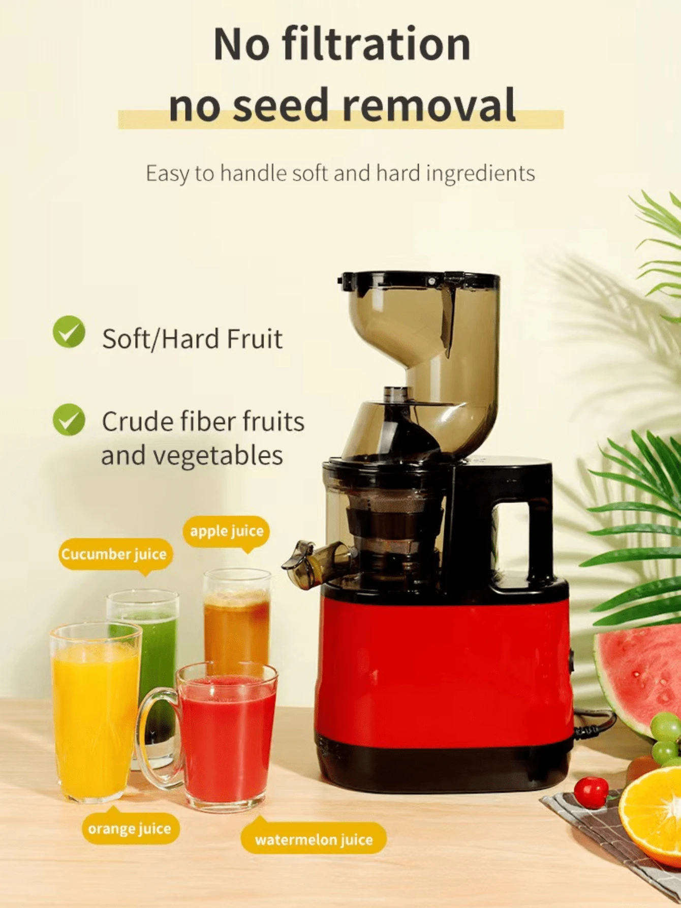 1pc Slow Masticating Juicer, Cold Press Juice Extractor Nama Juicer