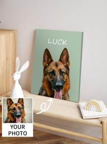 1pc Framed Personalised Pet Portrait, Custom Pet Portrait From Photo, Custom Cat Portrait, Custom Dog Portrait, Pet Memorial Ideas, Perfect Gift And Decoration, Pet Art Ornamental Exquisite, Stylish, For Anniversaries, For Valentine's Day, For Mother's Day, For Birthdays, For Children's Day, For Graduation, For Weddings, For Housewarming Dining Room, Living Room, Bedroom, Office, Tea Room, Home, Valentine Day, Valentine Day Decor Gifts, Slow Summer Living, Customized Wall Art, Chic Autumn