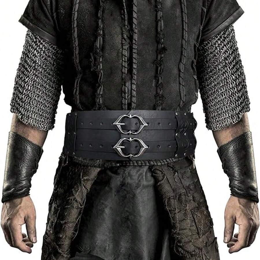 Viking Wide Belt, Medieval Faux Leather Armor Belt Knight Corset Belt