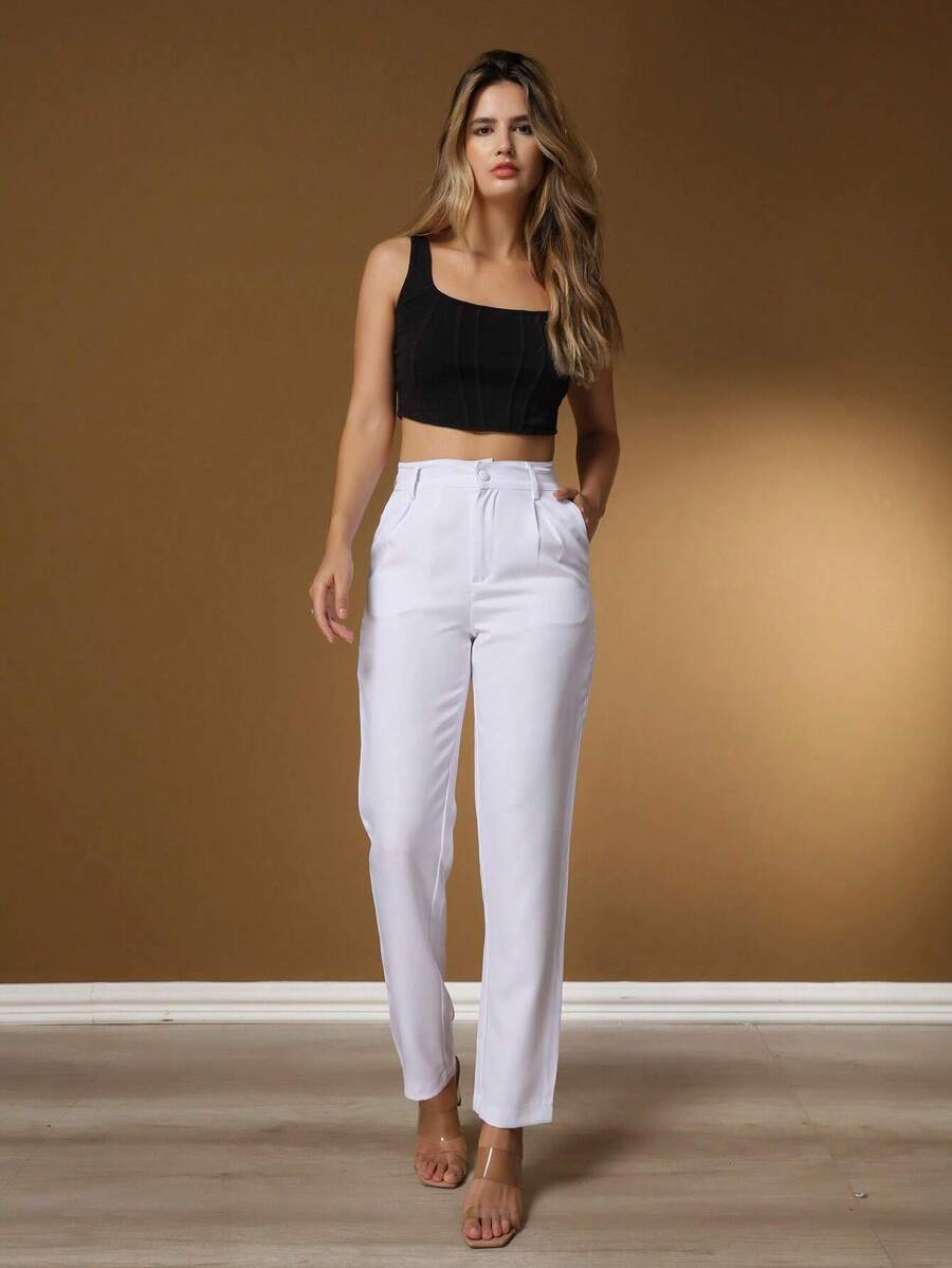 Women Pants - 白色 - 查看 1