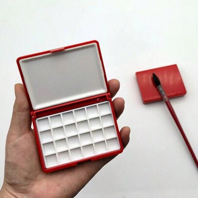 12/24 Grid Portable Plastic Multi-Function Painting Box Empty Watercolor Palette Watercolor Oil Acrylic Gouache Paint Subpackage,Back To School,School Supplies