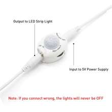 1入組LED運動感應燈60LED/M 5m USB供電柔性白色/暖白色LED燈帶，適用於樓梯、走廊、鏡子、衣櫃（顏色將隨機發送） - 白色 - 查看 11
