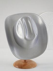 1pc Unisex Shiny Solid Color Cowboy Hat, Luxury Sparkly Bling Cowgirl Hat, Novelty Punk Style Wide-Brimmed Hat For Bridesmaids, Brides Or Gifts In 2024 Wedding Essentials, Girlcore, Silver Charm, BR Tropical Fashion Spring Summer Bright Colors, New Retro Outdoorsy Style Suitable For Boho Vacay, Parties, Western-Themed Activities, Gatherings, Engagements, Cosplay, Graduations, Costume Balls, Festivals, Weddings, Birthday Celebrations, Music Festivals, Coming-Of-Age Ceremonies. Halloween