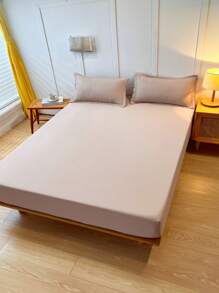 2/3pcs Waterproof Bedding Set, Soft & Comfortable Bedroom Bedding, Solid Color Bed Sheet Set, Fitted Sheet, Suitable For Double Bed, Queen Bed, King Bed, Bedroom, Dorm (1pc Fitted Sheet And 1/2pc Pillowcase) - Camel - View 6