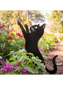 1 szt. Urocza sylwetka kota - trwała stal, dekoracyjna statua na zewnątrz dla miłośników zwierząt domowych - idealna do ogrodu, trawnika