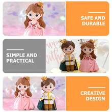 2pcs Princess Cake Decoration Sculpture Decor Tablescape Decor Birthday Decors Cake Decorating - Multicolor - View 7