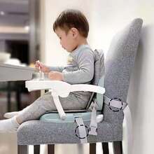 1 Pc Booster Seat For Dining Table, Lightweight Compact Fold Travel Booster Seat, Removable Tray And Adjustable Hight - Grey - View 9