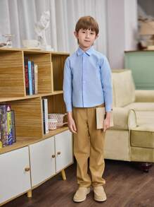 Tween Boy Blue Shirt, Classic Formal Wear For School Start, Graduation Season, Performances, Parties, Holidays