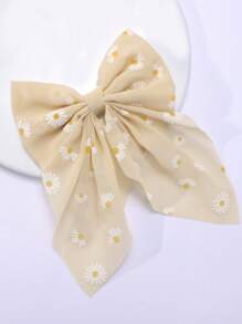 3 件装女童印花蝴蝶结长尾发夹，优雅网状丝带蝴蝶结儿童发饰 - 彩色 - 查看 6