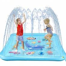 1pc PVC Outdoor Splash Pad, Lawn/Beach Playing Game Mat, Sprinkler Cushion - Blue - View 2