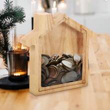 Love Piggy Bank Desktop Ornament Money Pot Clear Adults Wood Saving Heart Shaped Princess Gifts Decorative Coin Jar Home Birthday Graduation