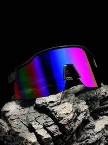 015068863-0003-YG90562 1 Pc Men's Dye Printed 12-Layer Vacuum Electroplating Coating Extra Large Size Ultralight Multi-Color Tie-Dye Cycling Outdoor Windproof UV Protection Casual Sunglasses With TR90 Silicone Non-Slip Rubber Nose Pads